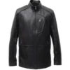 Denvor Erect Collar Zipper Leather Coat