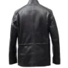 Denvor Erect Collar Zipper Leather Coat Back