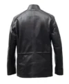 Denvor Erect Collar Zipper Leather Coat Back