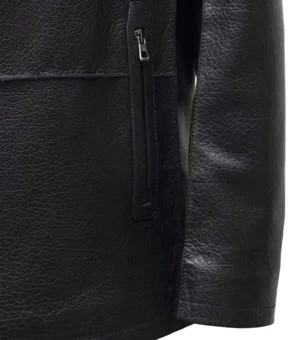 Denvor Erect Collar Zipper Leather Coat Closer