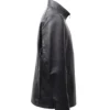 Denvor Erect Collar Zipper Leather Coat Side Look