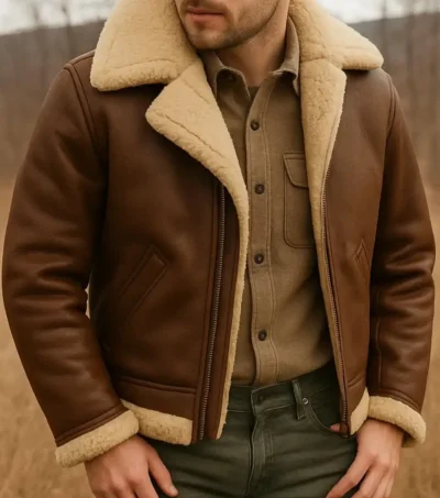 Drexton Brown Shearling Aviator Jacket