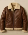 Drexton Brown Shearling Aviator Jacket Front