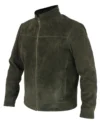 Elliot Green Suede Jacket Side Look