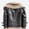 Ferlow Rugged Shearling Collar Distressed Leather Jacket Back