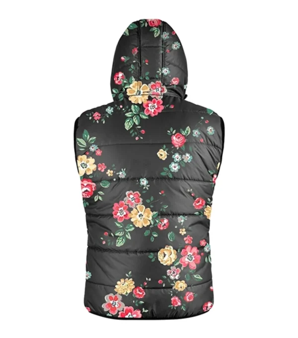 Floral Bloom Hooded Vest Back Look