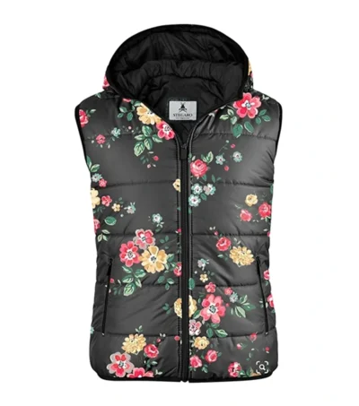 Floral Bloom Hooded Vest Front