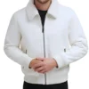 Frovian White Bomber Leather Jacket