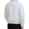 Frovian White Bomber Leather Jacket Back