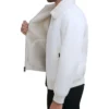 Frovian White Bomber Leather Jacket Inner