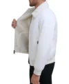Frovian White Bomber Leather Jacket Inner