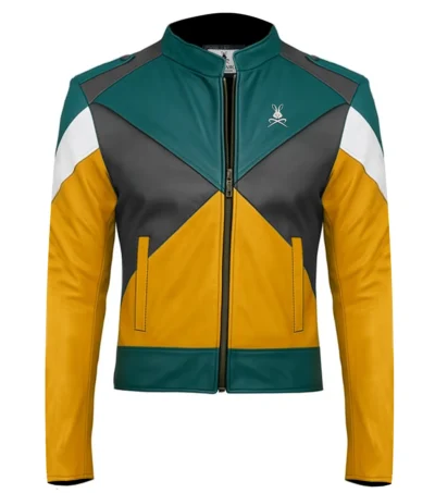 Geometric Leather Biker Jacket