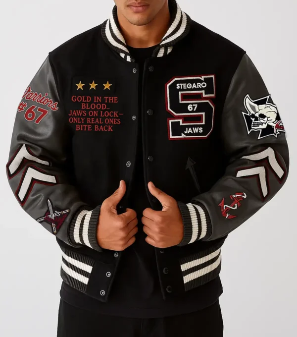 Golden Jaws Shark Varsity Jacket