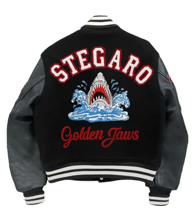 Golden Jaws Shark Varsity Jacket Back