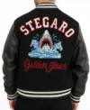 Golden Jaws Shark Varsity Jacket Back Look