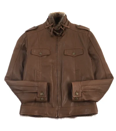 Gorlen Brown Fur Lined Leather Trucker Jacket