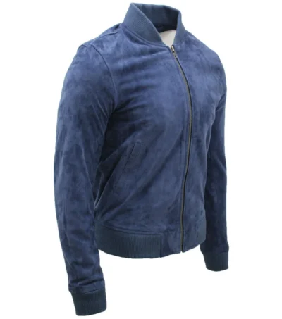 Griffin Blue Suede Jacket Side Look