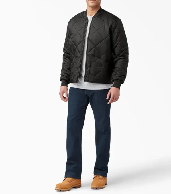 Griffin Quilted Black Puffer Jacket Front
