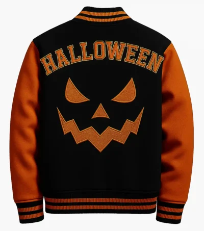 Halloween Pumpkin Varsity Jacket Back