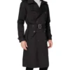 Halvorn Black Cotton Double Breasted Belted Long Jacket