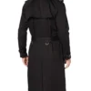 Halvorn Black Cotton Double Breasted Belted Long Jacket Back