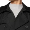 Halvorn Black Cotton Double Breasted Belted Long Jacket Closer