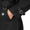 Halvorn Black Cotton Double Breasted Belted Long Jacket Cuff