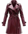 Kael Burgundy Vintage Leather Trench Coat