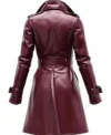 Kael Burgundy Vintage Leather Trench Coat Back