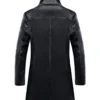 Kaelen Stand Up Collar Black Leather Coat Back