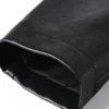 Kaelen Stand Up Collar Black Leather Coat Closer