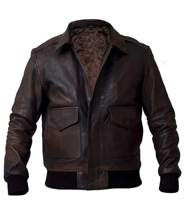 Kavren Military Style Leather Flying Jacket