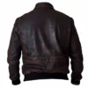 Kavren Military Style Leather Flying Jacket Back