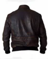 Kavren Military Style Leather Flying Jacket Back
