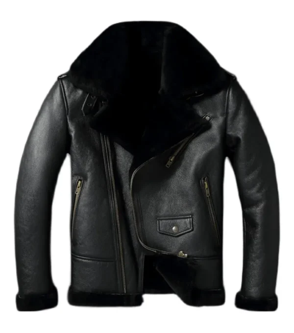 Keldor Shearling Lined Moto Leather Jacket