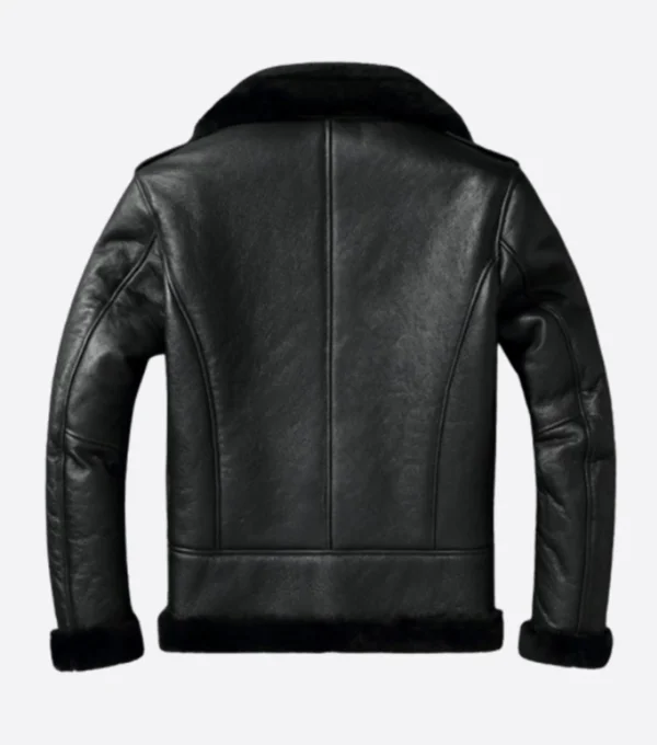 Keldor Shearling Lined Moto Leather Jacket Back