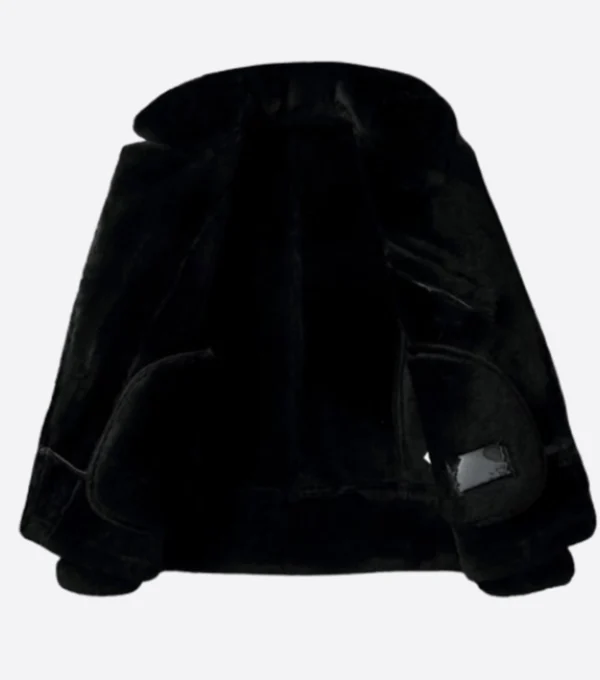 Keldor Shearling Lined Moto Leather Jacket Inner
