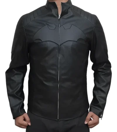 Kyrovan Black Leather with Batman Logo Jacket