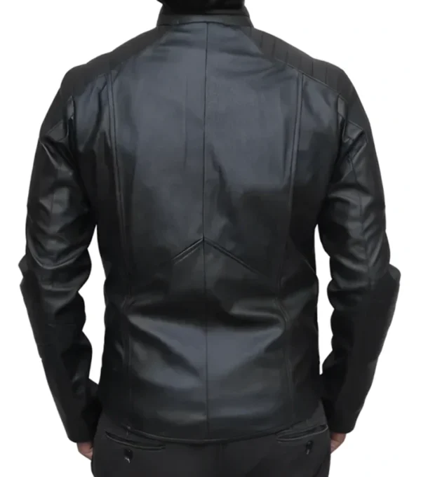 Kyrovan Black Leather with Batman Logo Jacket Back