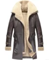 Lorven Dark Brown Shearling Lined Leather Long Coat