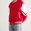 Lurevia Red and White Wool Varsity Jacket