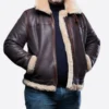 Mernox Distressed Shearling Trimmed Leather Jacket