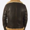 Mernox Distressed Shearling Trimmed Leather Jacket Back