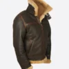 Mernox Distressed Shearling Trimmed Leather Jacket Side Look