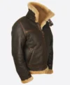 Mernox Distressed Shearling Trimmed Leather Jacket Side Look