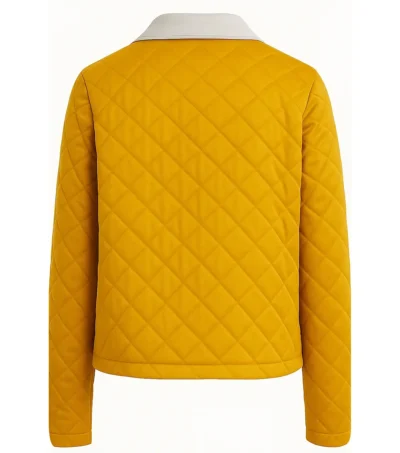 Mustard Quilted Western Zip Jacket Back