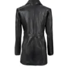 Myron Belted Black Leather Trench Coat Back