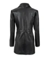 Myron Belted Black Leather Trench Coat Back