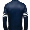 Navrix Blue Striped Leather Biker Jacket Back