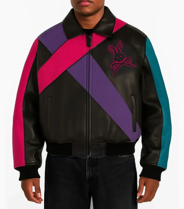 Neo Rebel Bunny Leather Bomber Jacket